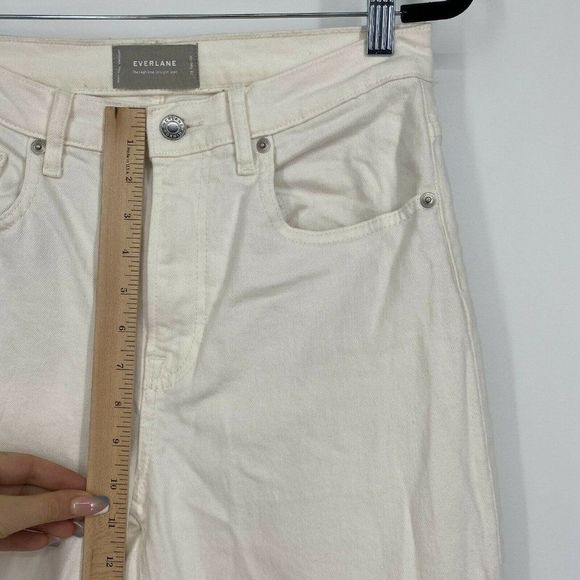 Everlane The High Rise Straight Leg Jeans Size 28 Stretch Denim Light Wash White - Picture 11 of 12